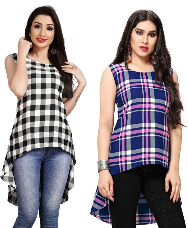 Pack of 2 Party Sleeveless Printed Women Multicolor Top