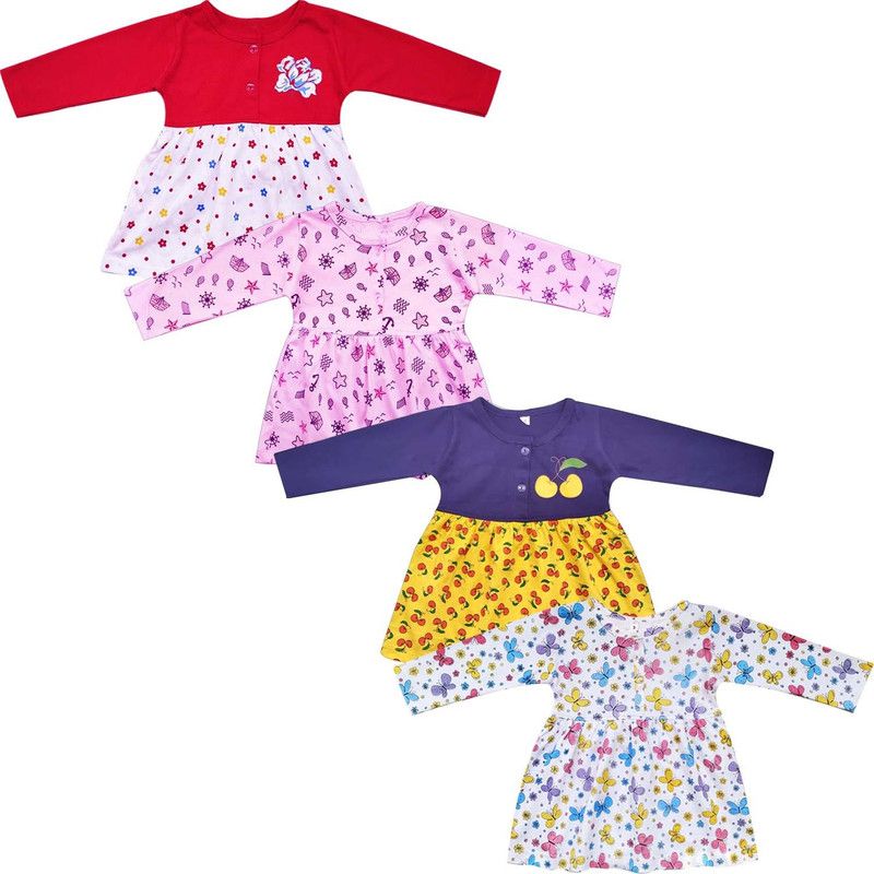 Baby Girls Above Knee Casual Dress  (Multicolor, Cap Sleeve)