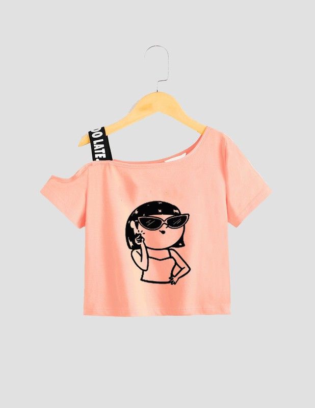 Girls Casual Pure Cotton Fashion Sleeve Top  (Orange, Pack of 1)