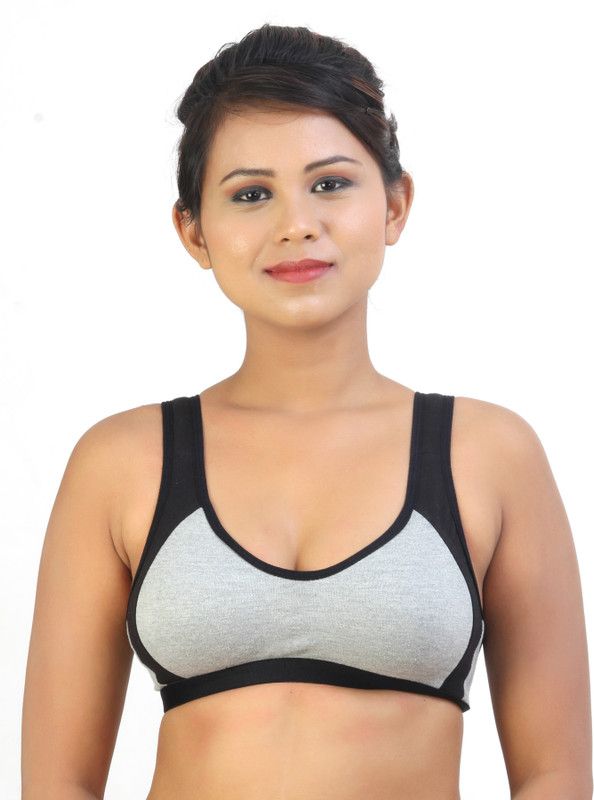 Women Training/Beginners Non Padded Bra  (Black, Grey)