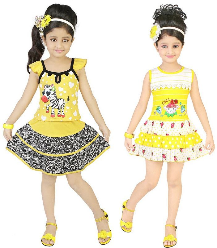 Girls Casual Top  (Yellow)