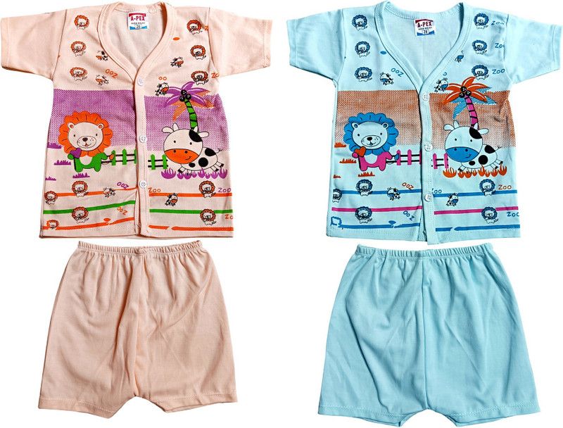 Baby Boys & Baby Girls Party(Festive) T-shirt Shorts  (Multicolor)