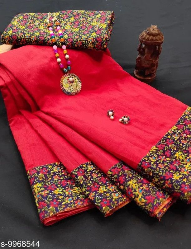 Daily Wear Chanderi Saree  (Red)