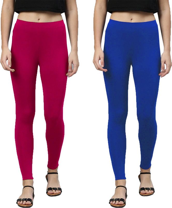 Phase of Trend Ankle Length Western Wear Legging  (Pink, Light Blue, Solid)