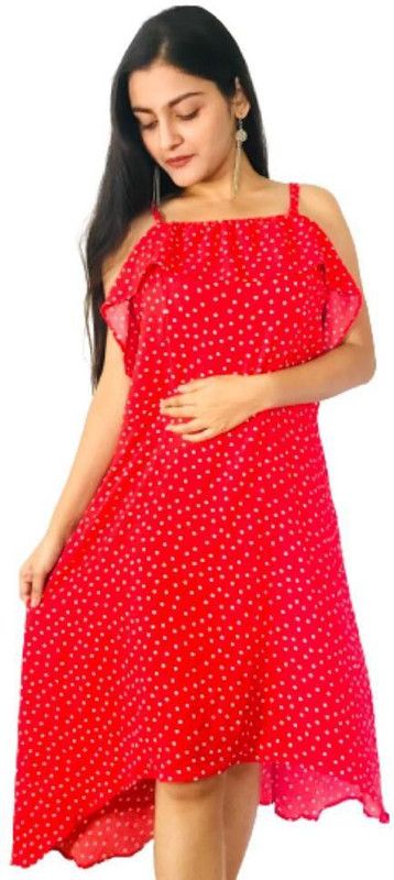 Women Asymmetric Red Dress