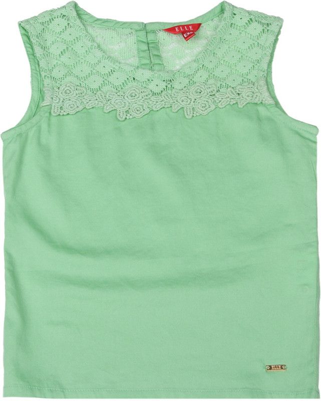 Girls Casual Top  (Green, Pack of 1)