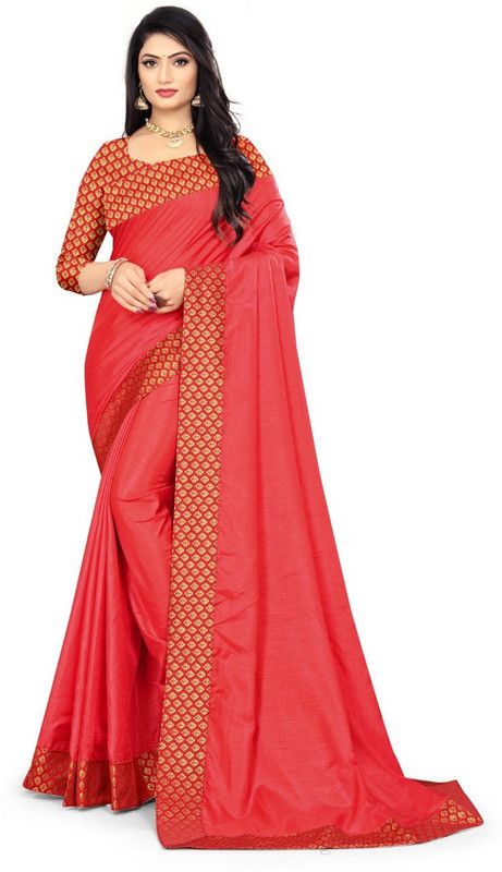 Self Design Jamdani Art Silk Saree  (Red)