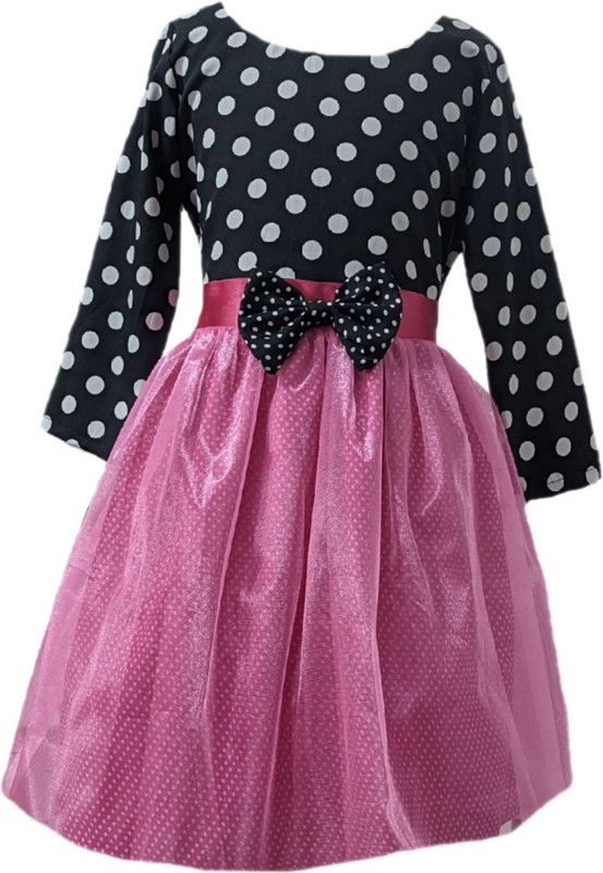 Midi/Knee Length Party Dress  (Pink, 3/4 Sleeve)