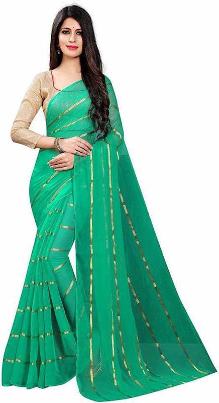 Embellished Daily Wear Chiffon Saree  (Green)