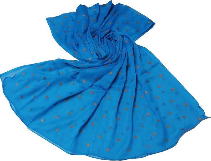 Chiffon Printed Blue Women Dupatta