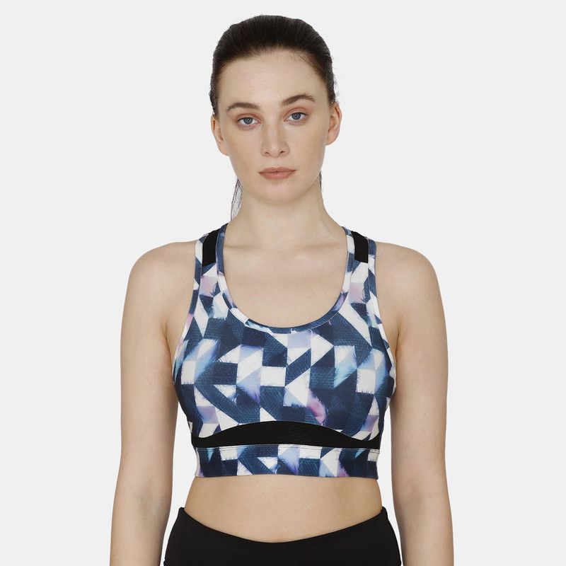 Women Sports Non Padded Bra  (White, Blue)