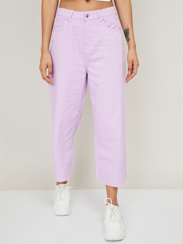 Women Regular Mid Rise Purple Jeans