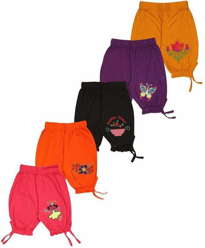 Short For Girls Casual Embriodered Cotton Blend  (Multicolor, Pack of 5)