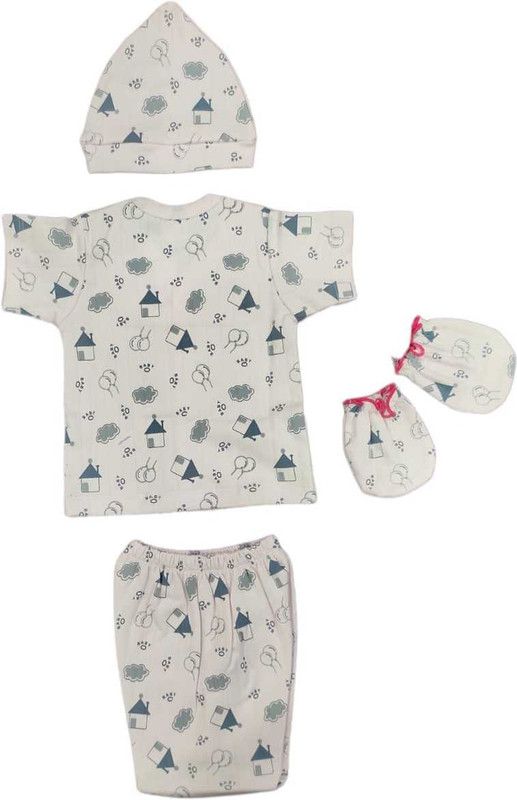Baby Boys & Baby Girls Casual Bodysuit Top, Shirt, Shorts, Cap, Mitten  (Pink)