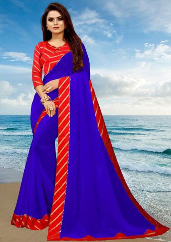 Self Design Gadwal Georgette Saree  (Blue)