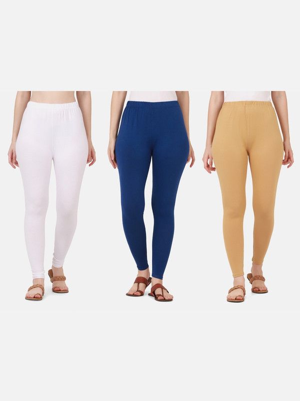 Ankle Length Ethnic Wear Legging  (White, Blue, Beige, Solid)