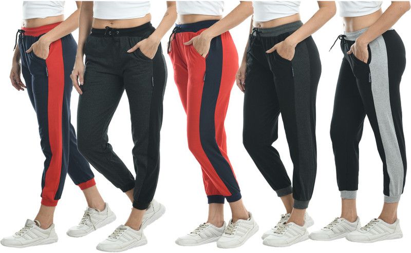 Pack of 5 Women Solid Multicolor Track Pants