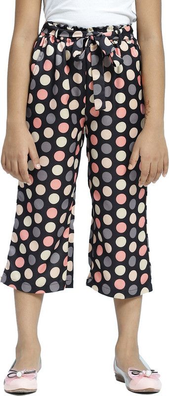 Girls Slim Fit Multicolor Viscose Rayon Trousers