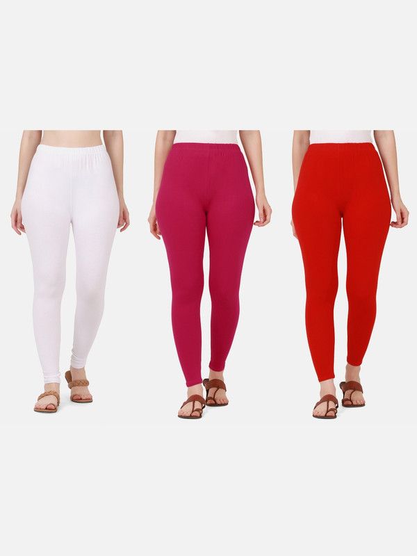 Ankle Length Ethnic Wear Legging  (White, Pink, Red, Solid)