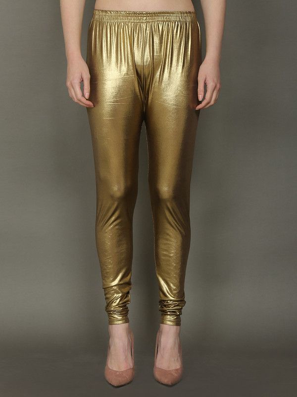 Kanna Fabric Churidar Length Ethnic Wear Legging  (Gold, Solid)