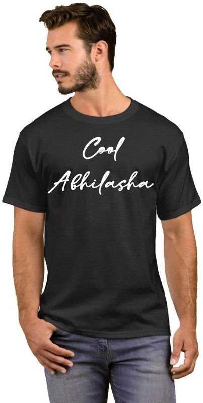 Cool Abhilasha Men Printed Round Neck Cotton Blend White, Black T-Shirt