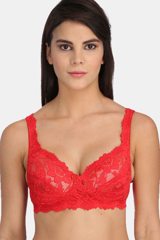 Tipsy Women's Non Padded Bralette Bra Women Bralette Non Padded Bra  (Red)