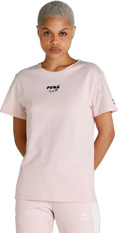 CLUB Graphic Tee WN Women Graphic Print Round Neck Cotton Blend Pink T-Shirt