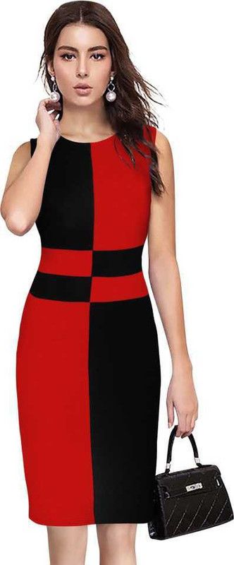 Women Bodycon Black, Red Dress