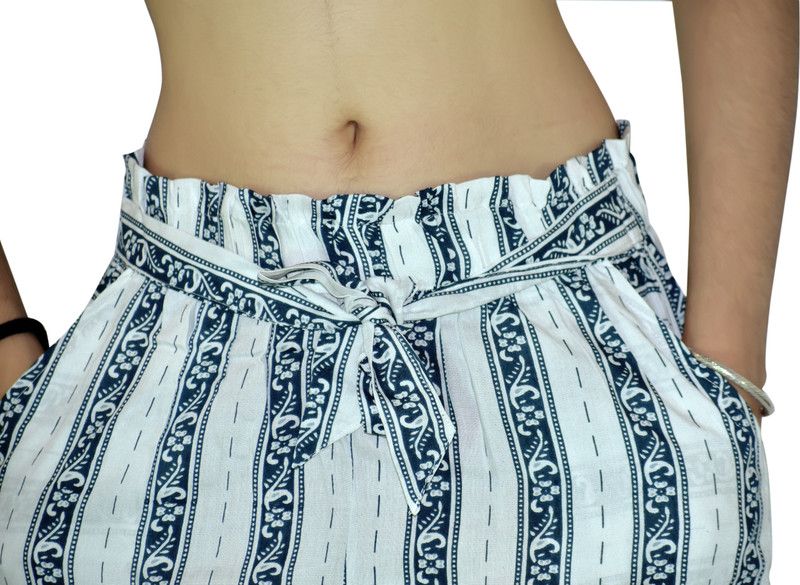 Striped Women White Boxer Shorts