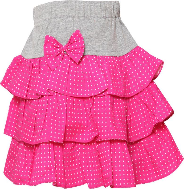Baby Girls Polka Print Layered Pink Skirt