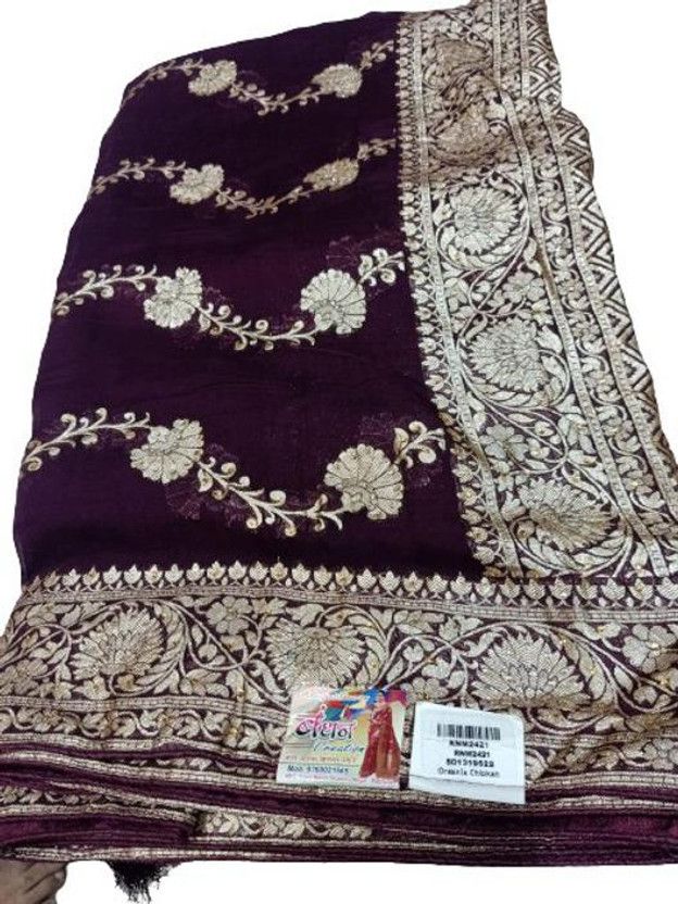 Printed Bollywood Polyester Saree  (Brown)