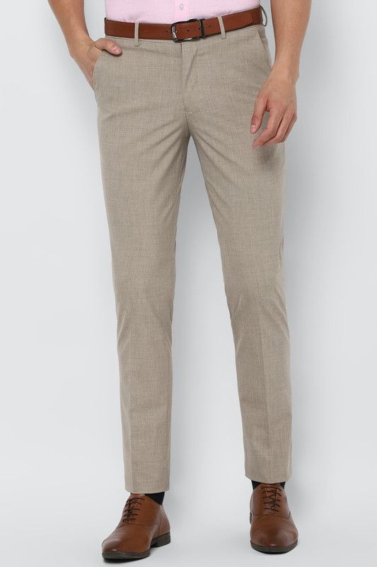 Ultrapress Men Slim Fit Beige Viscose Rayon Trousers