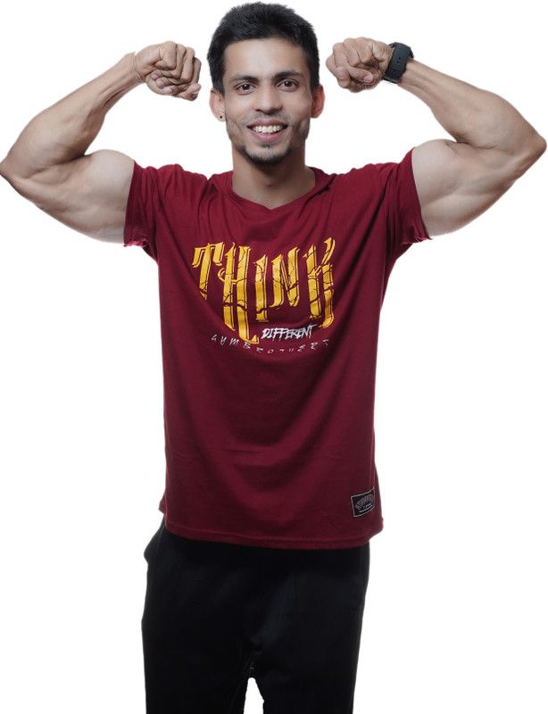 Men's 100% Organic Cotton Premium Round Neck Half Sleeve Regular Printed Think Different T-Shirt Men Printed Round Neck Pure Cotton Red T-Shirt