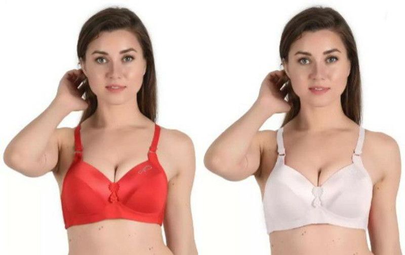 Pack of 2 Women Push-up Lightly Padded Bra  (Red, White)