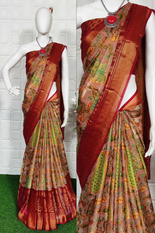 Applique Daily Wear Brasso Saree  (Maroon)