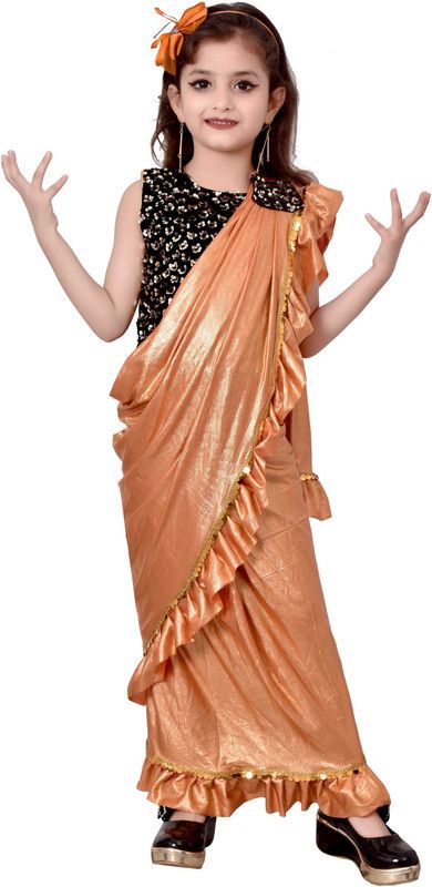 Embellished Bollywood Pure Silk Saree  (Orange)