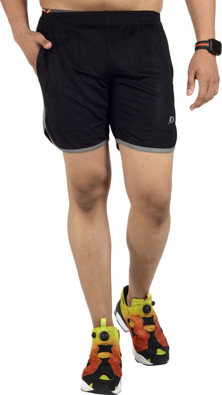 Solid Men Black, Grey Gym Shorts