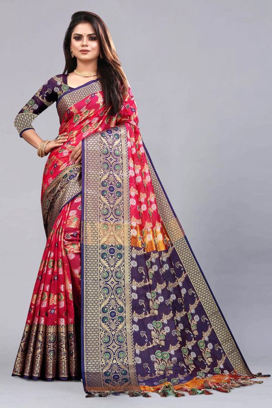 Checkered, Embroidered, Self Design, Paisley, Solid Bollywood Art Silk, Organza Saree  (Red)