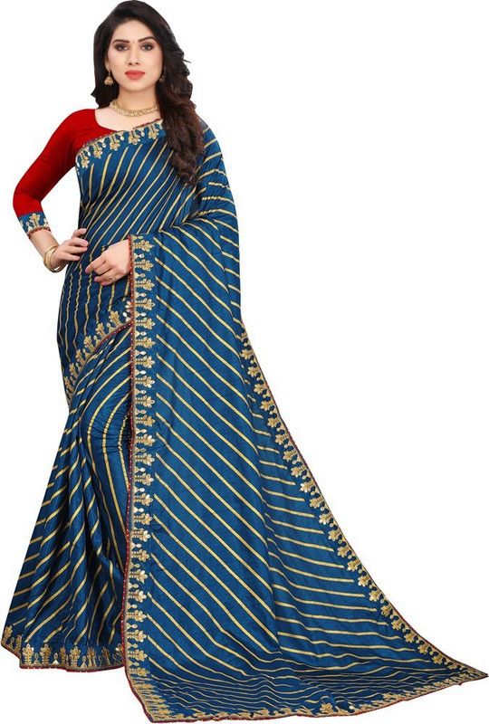 Printed Leheria Chiffon Saree  (Light Green)