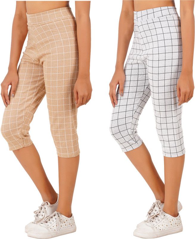 Women Beige, Silver Capri