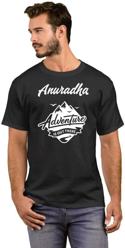 Anuradha Adventure Is Out There Men Typography Round Neck Cotton Blend White, Black T-Shirt