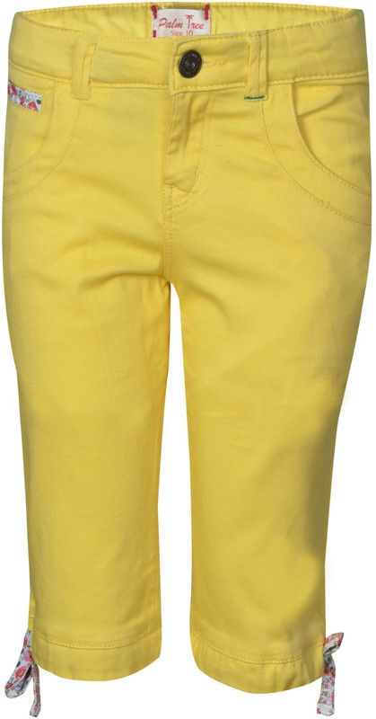 Capri For Baby Girls Solid Cotton Blend  (Yellow Pack of 1)