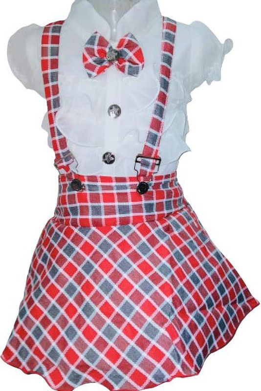 Dungaree For Baby Girls Checkered Cotton Blend  (Multicolor, Pack of 1)