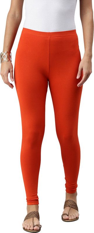 De Moza Ankle Length Ethnic Wear Legging  (Orange, Solid)