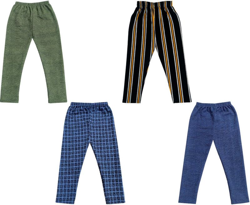 Capri For Girls Casual Solid, Striped, Checkered Polyester  (Multicolor Pack of 4)