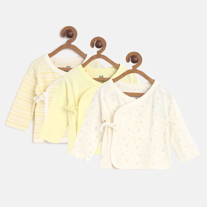 Baby Girls Cotton Blend Knit Top  (Yellow, Pack of 3)