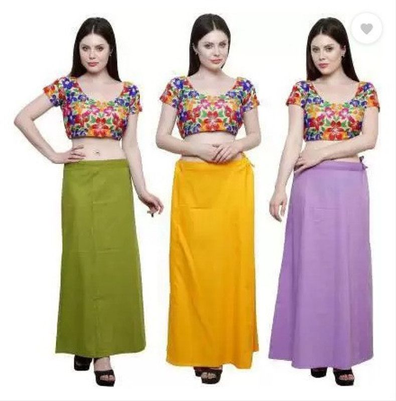 Combo Petticoat Pack Of 3 Green, Purple, Yellow Color for womens Cotton Blend Petticoat  (Free)