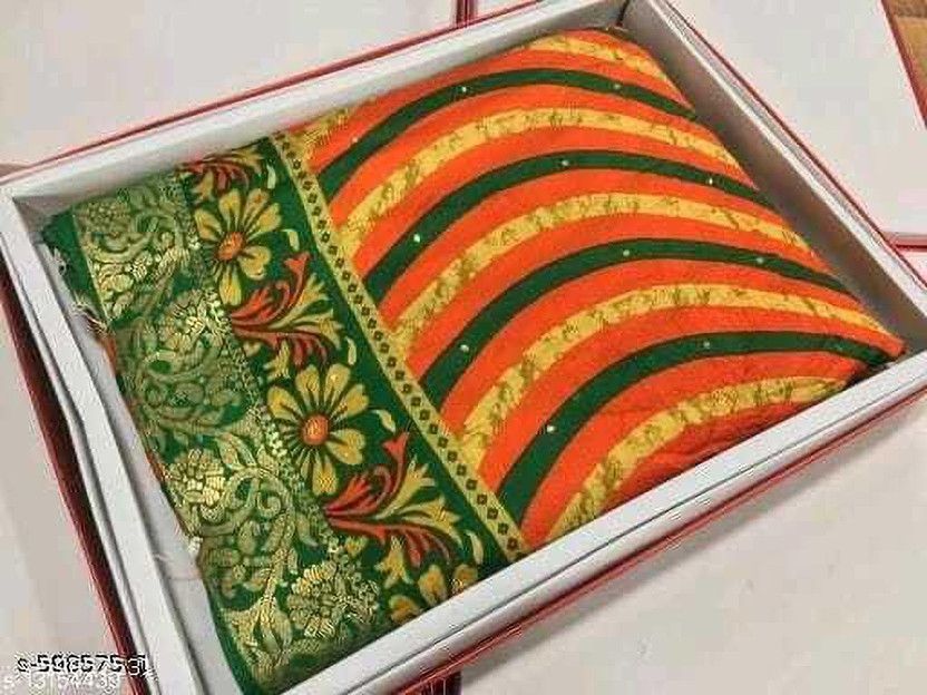 Digital Print Leheria Chiffon Saree  (Multicolor)
