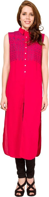 Festive Sleeveless Solid Women Pink Top
