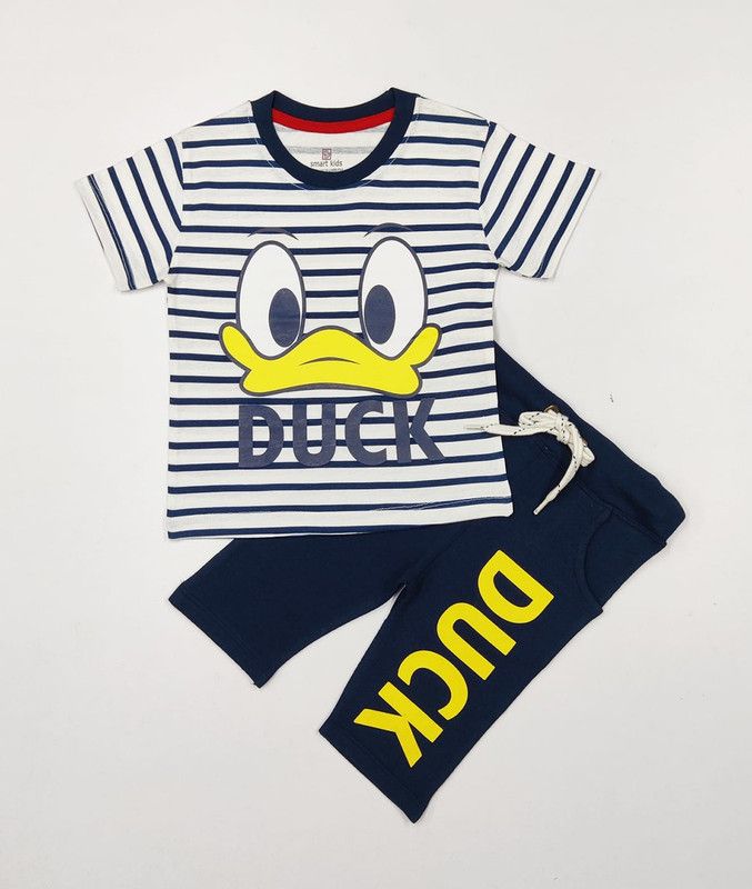 Boys Casual T-shirt Pant  (Dark Blue)